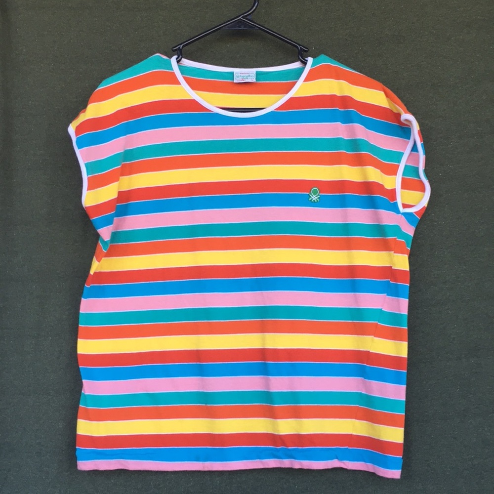 Women’s colorful Striped Benetton Shirt Size L